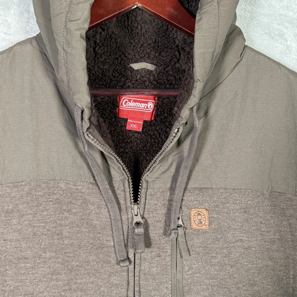 Coleman Jacket Mens‎ 2XL Brown Sherpa Lined Hooded Full Zip Outdoor